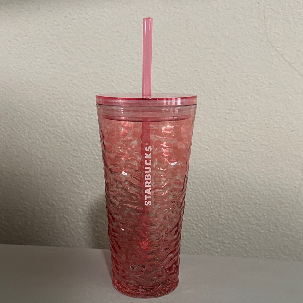 🥤B2G1FREE- Starbucks 2022 Fall Hammered Begonia Pink Rippled Glass Tumbler